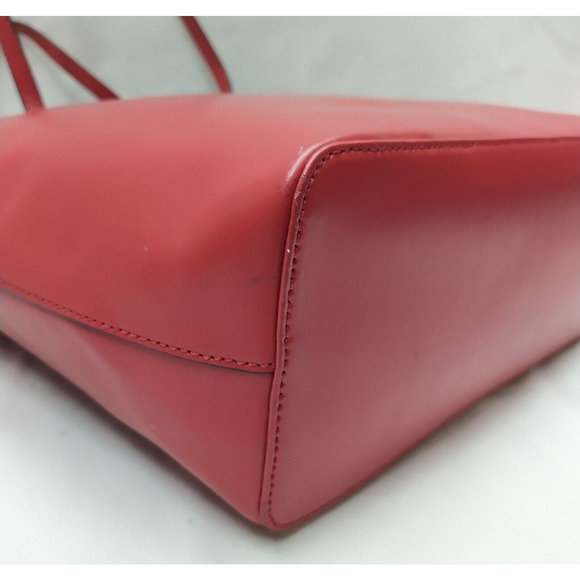 Kate Spade New York Red Leather Double Handles Zipper Closure Tote Shoulder Bag - Picture 6 of 12